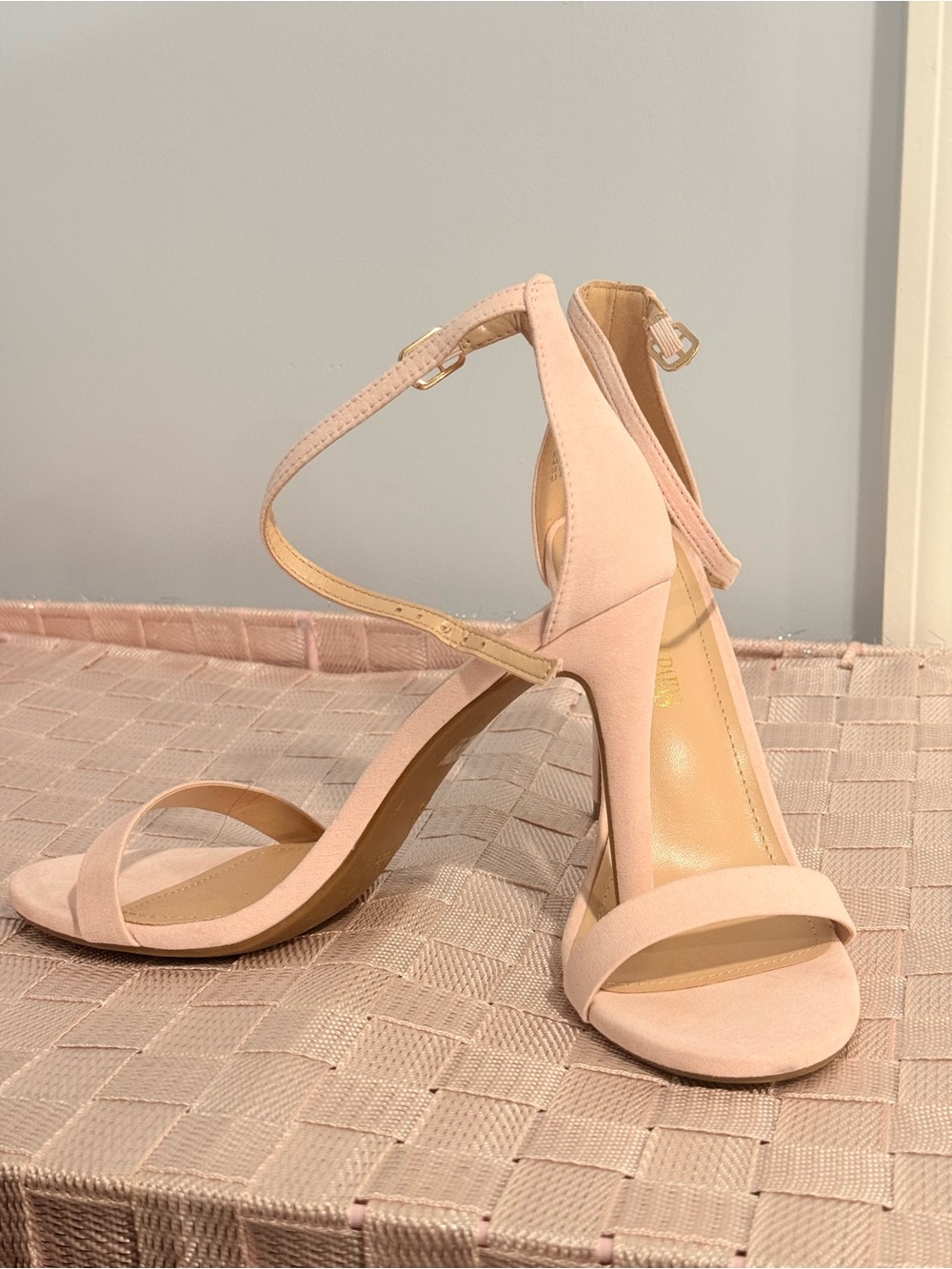 Women's Blush Pink Ankle-Strap High Heel Sandals